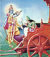 At last Krsna showed Arjuna His two-armed form.