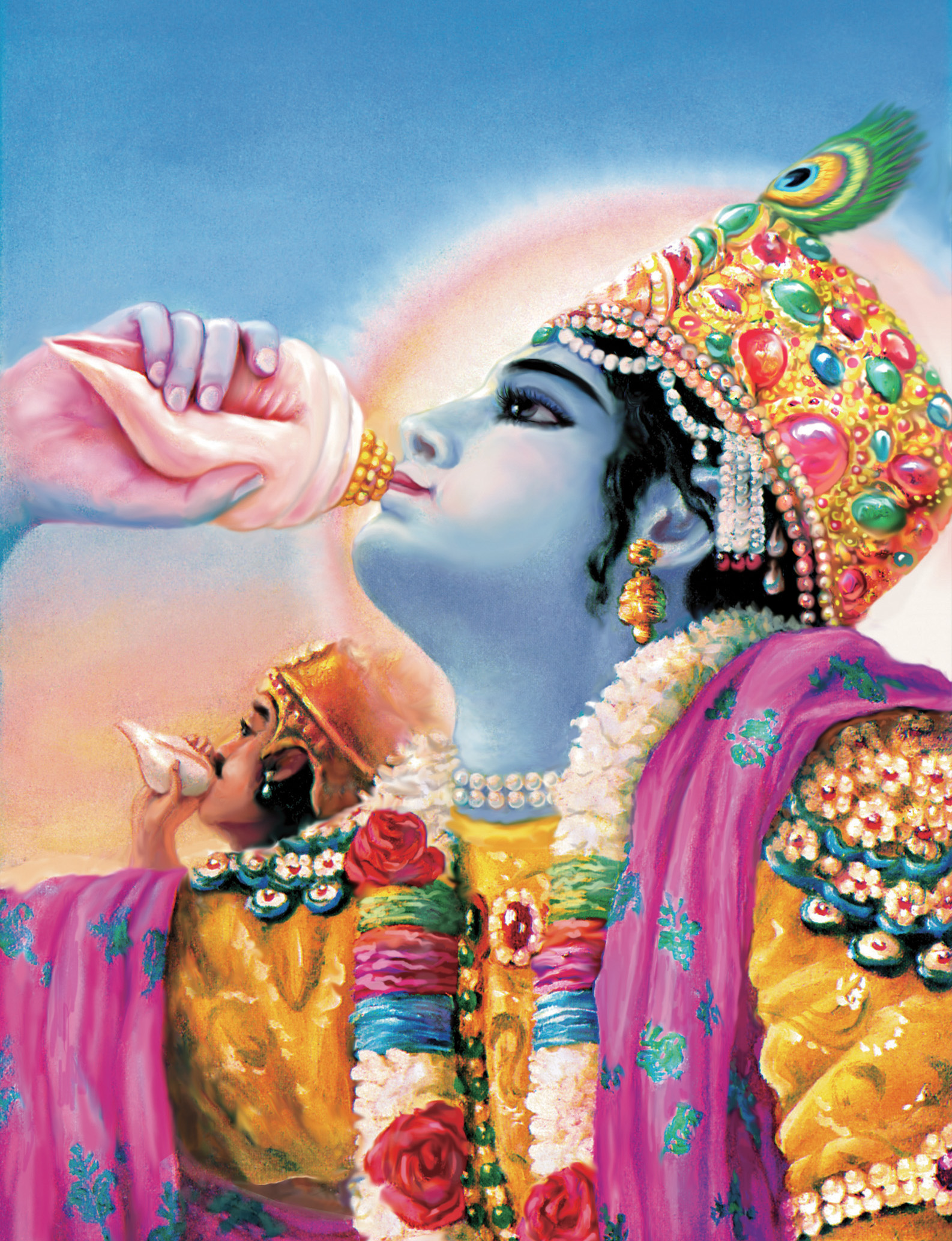 Bhagavad Gita: Krishna and Arjuna sounded their transcendental conchshells.