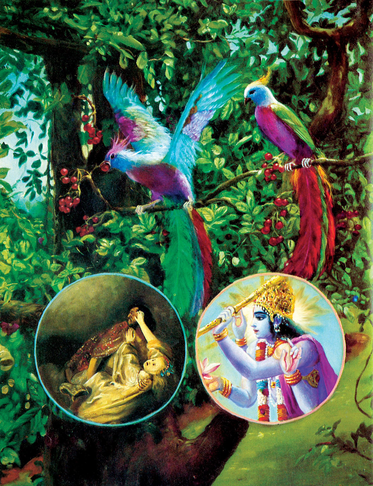 Bhagavad Gita: Krsna and the living entity are seated on the tree of the body.
