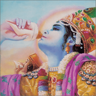 Krishna and Arjuna sounded their transcendental conchshells.