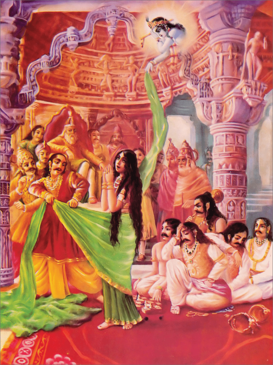 Bhagavad Gita Art Gallery--Plate 6: The insulting of Draupadi..